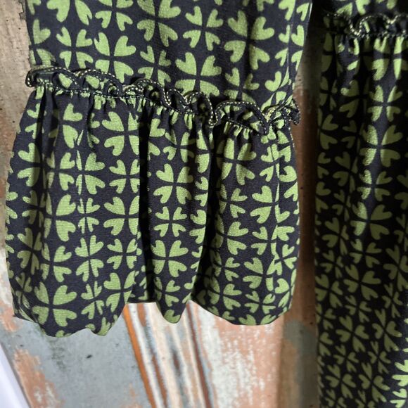Studio M Baby Doll Style Women’s M Black And Green Floral/Hearts Pattern EUC - Picture 3 of 8